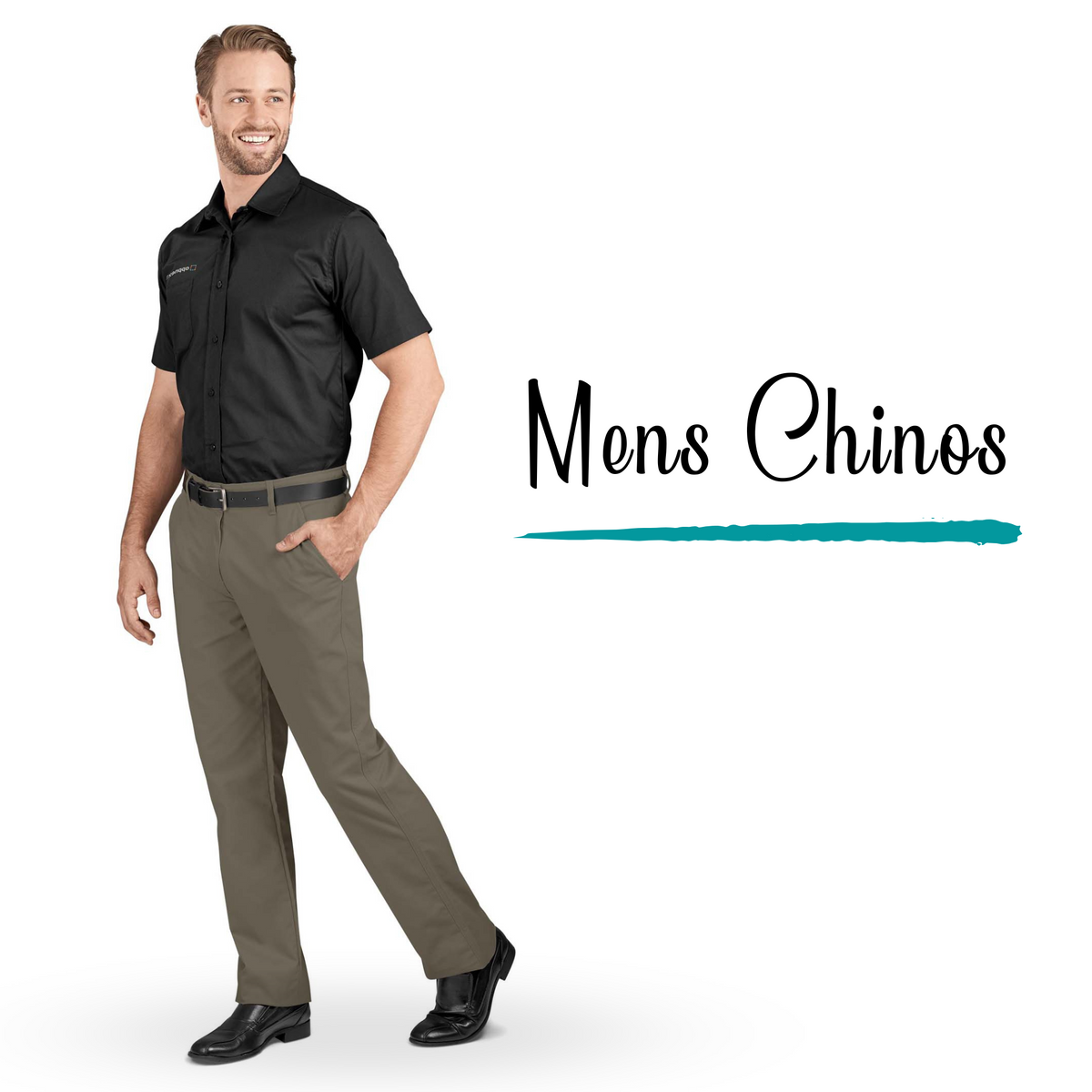 Mens Flat Front Cotton Chino Pants