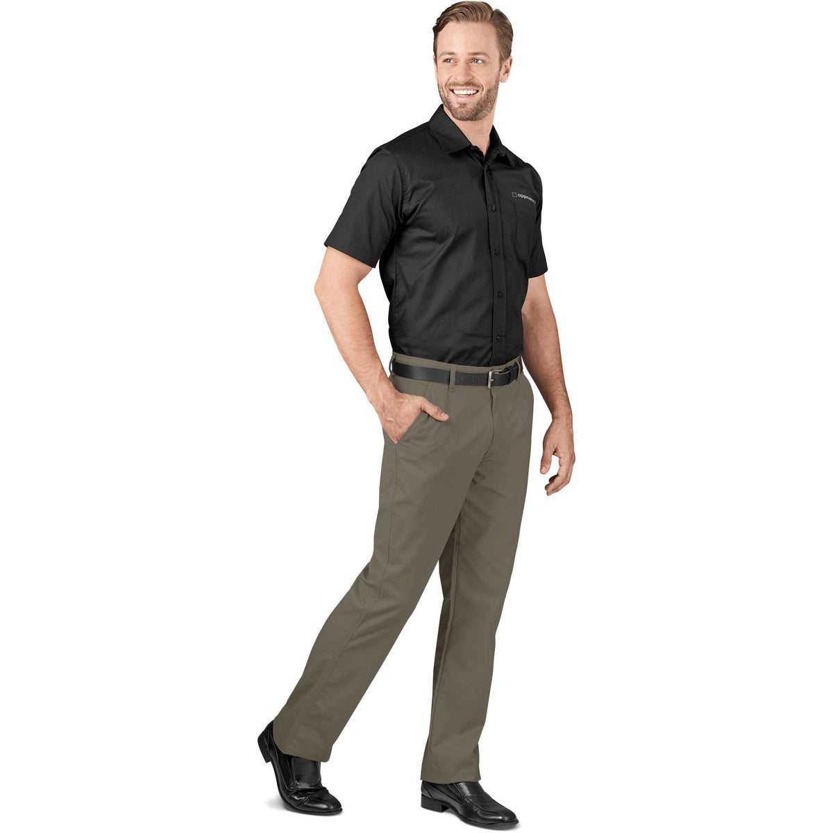 Mens Flat Front Cotton Chino Pants