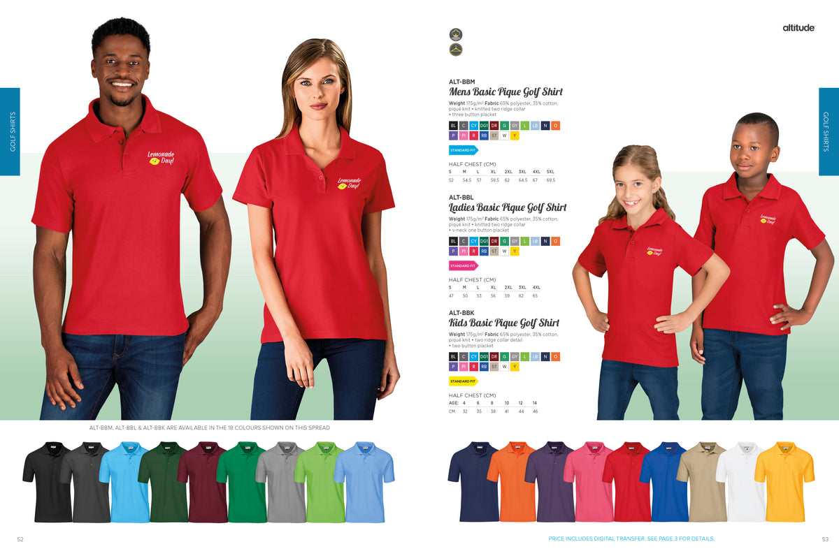 Mens Basic Pique Golf Shirts